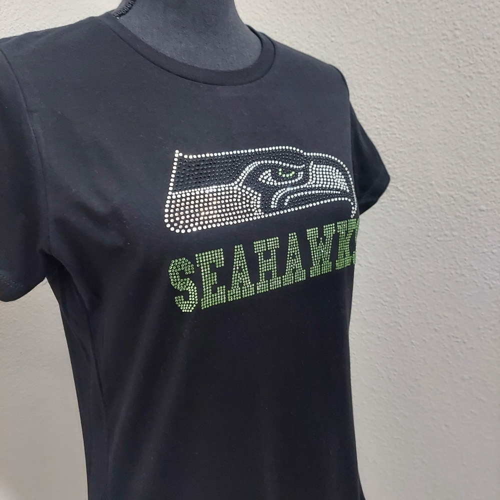 Seahawks Womens Fitted Black T-Shirt - Picture 4 of 4